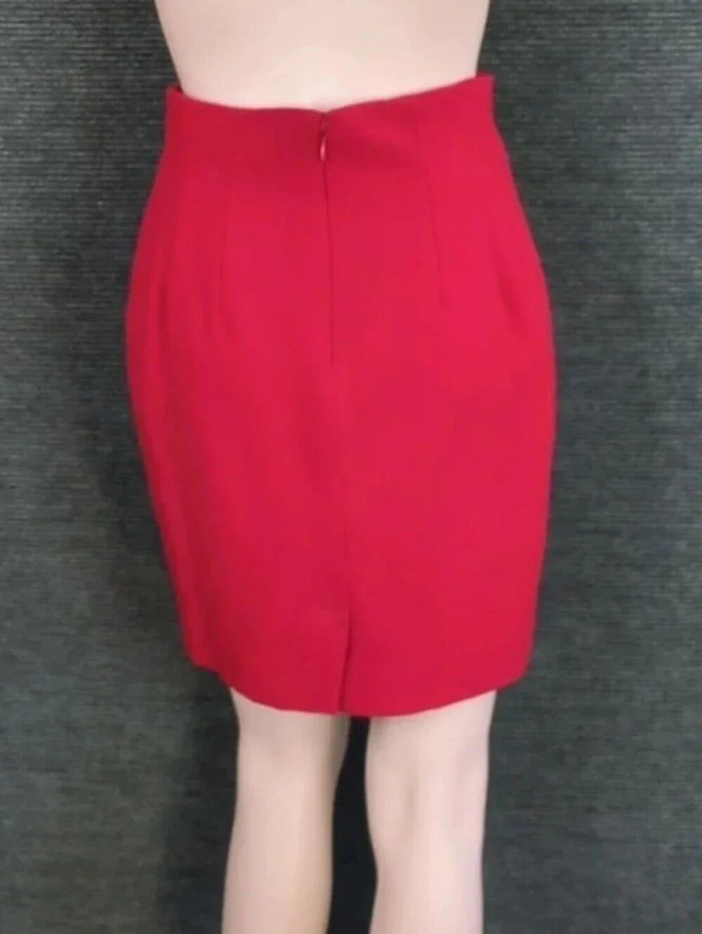 Vintage Dana Brooke Petites Red Wool Pencil Skirt